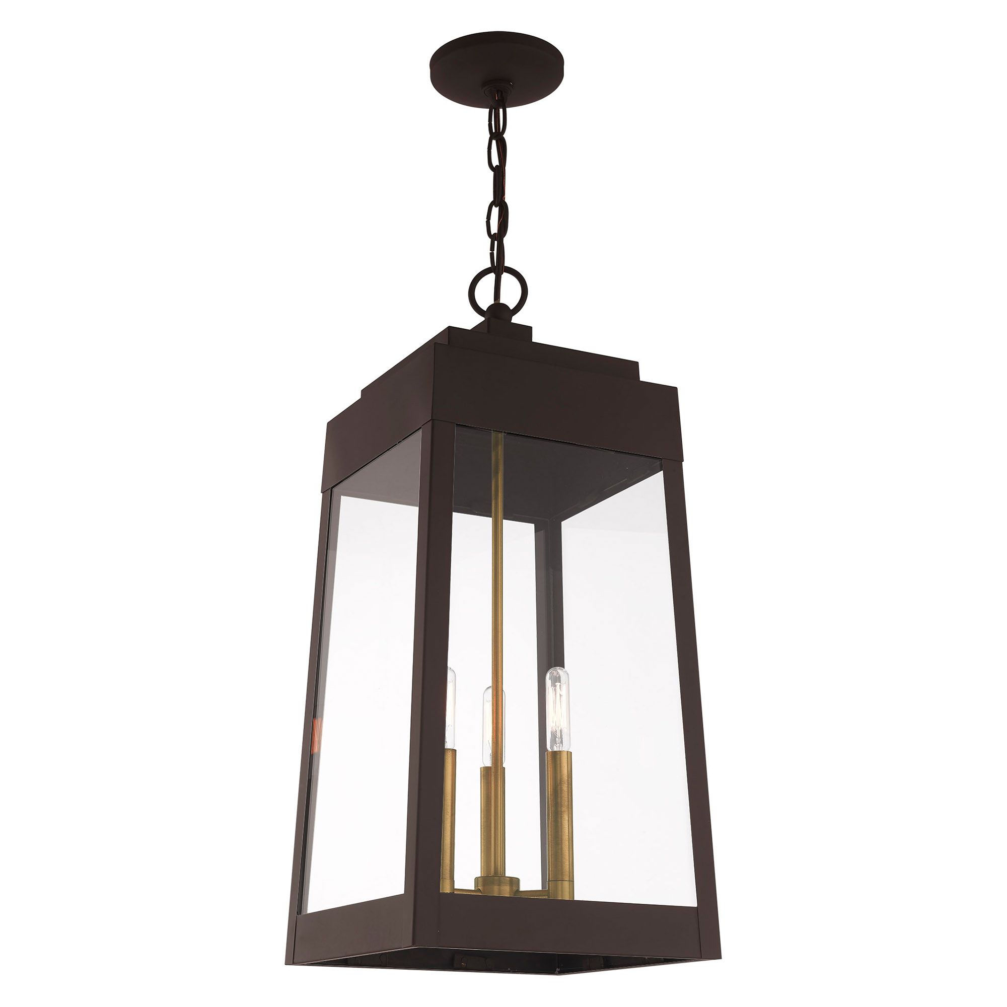 Image 7 Oslo 3 Light Bronze Outdoor Pendant Lantern more views