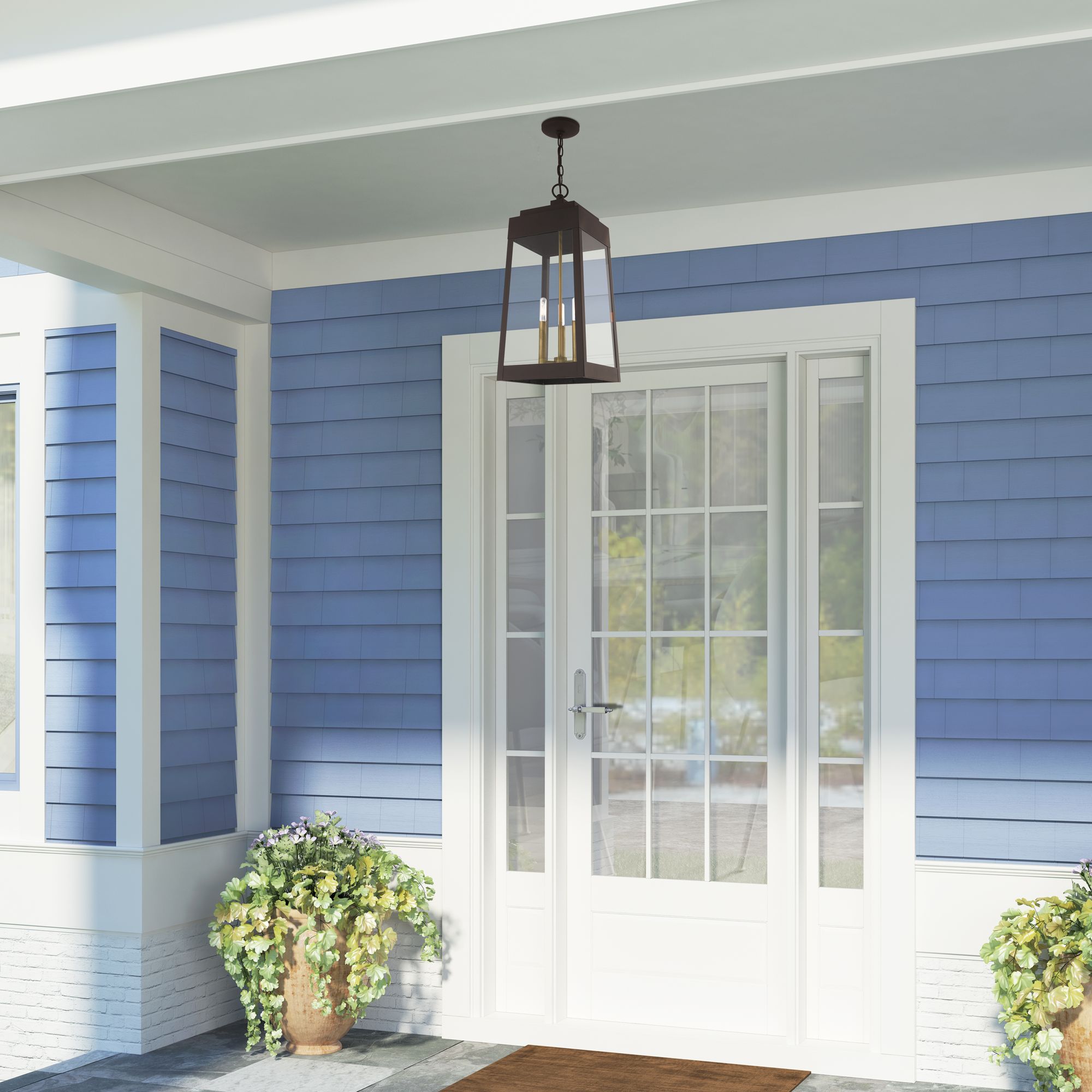 Oslo 3 Light Bronze Outdoor Pendant Lantern