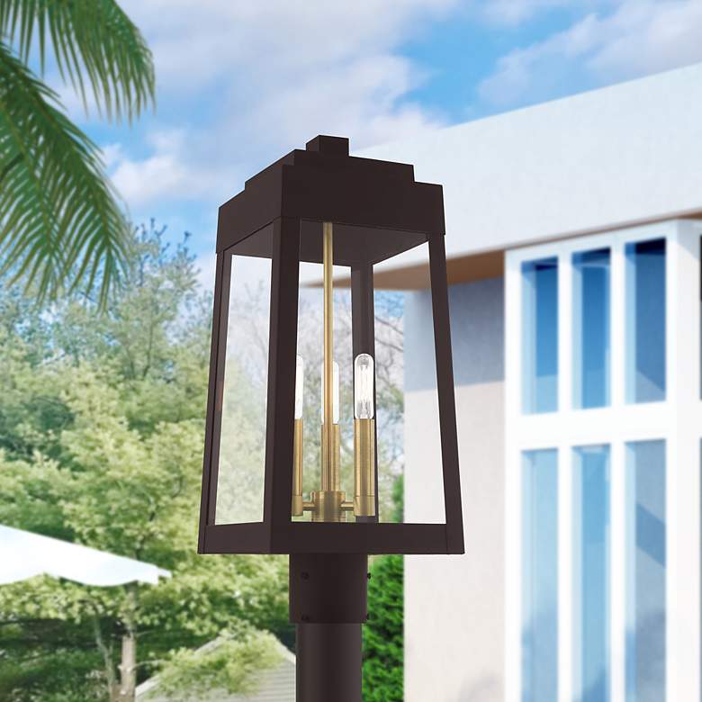 Image 1 Oslo 3 Light Bronze Outdoor Post Top Lantern