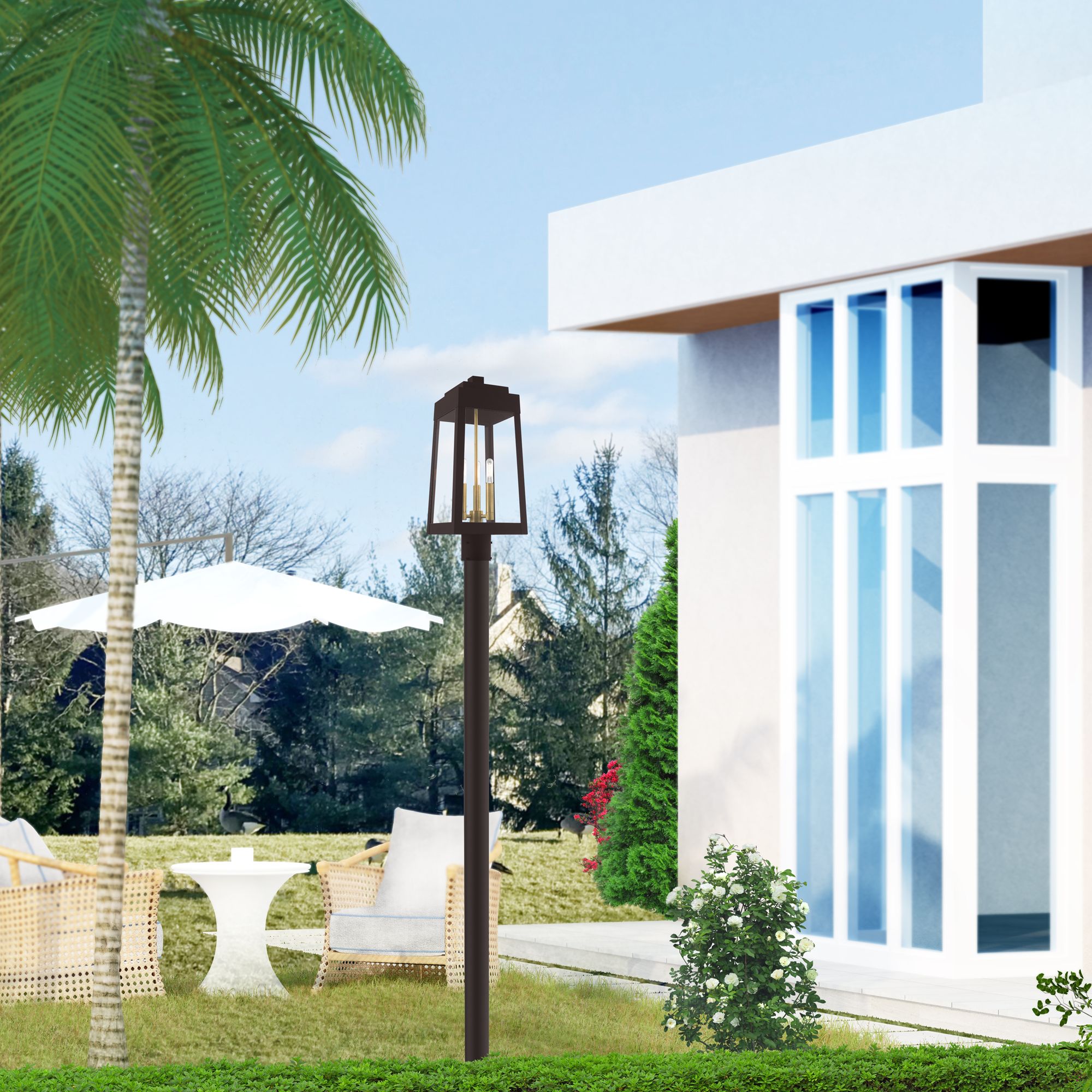 Oslo 3 Light Bronze Outdoor Post Top Lantern