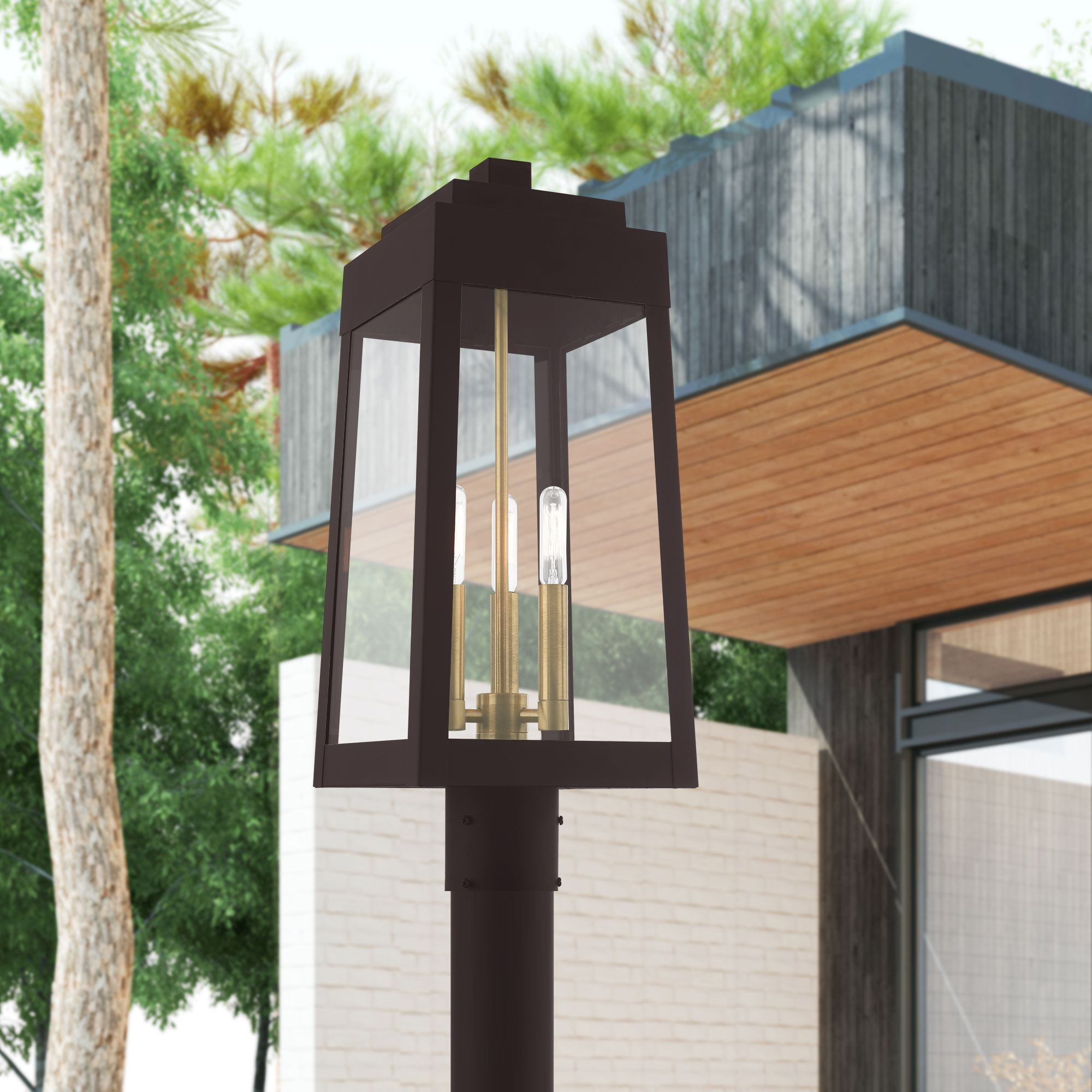 Oslo 3 Light Bronze Outdoor Post Top Lantern