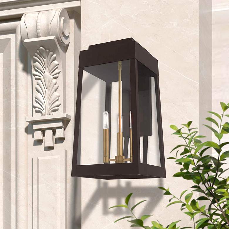 Image 1 Oslo 3 Light Bronze Outdoor Wall Lantern