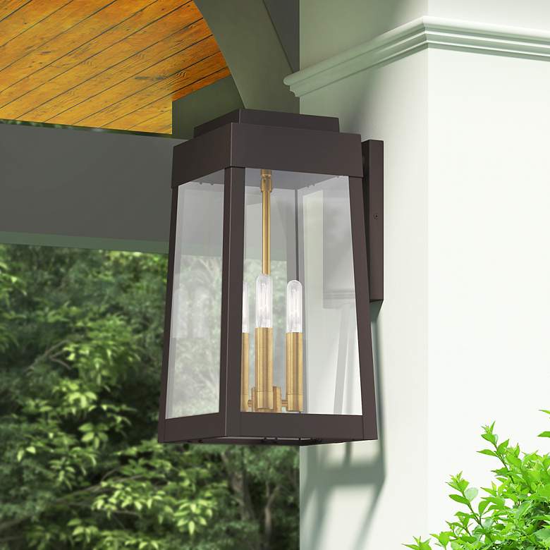 Image 1 Oslo 3 Light Bronze Outdoor Wall Lantern