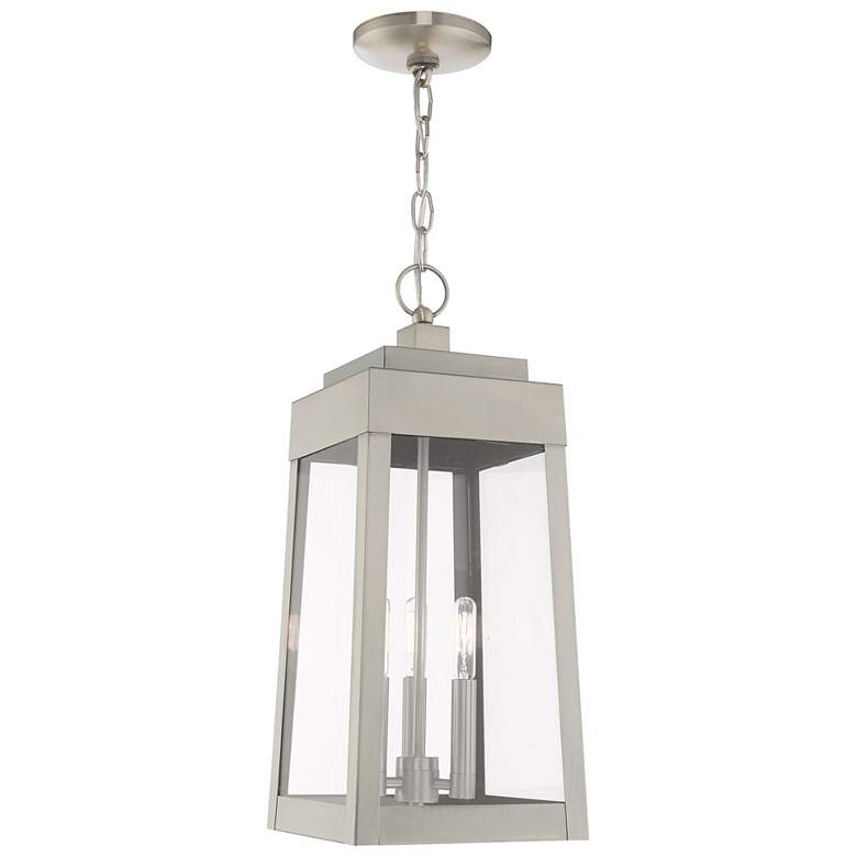 Image 1 Oslo 3 Light Brushed Nickel Outdoor Pendant Lantern