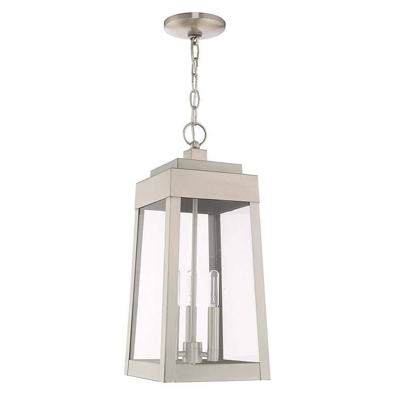 Image 4 Oslo 3 Light Brushed Nickel Outdoor Pendant Lantern more views