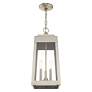 6_Oslo 3 Light Brushed Nickel Outdoor Pendant Lantern more views
