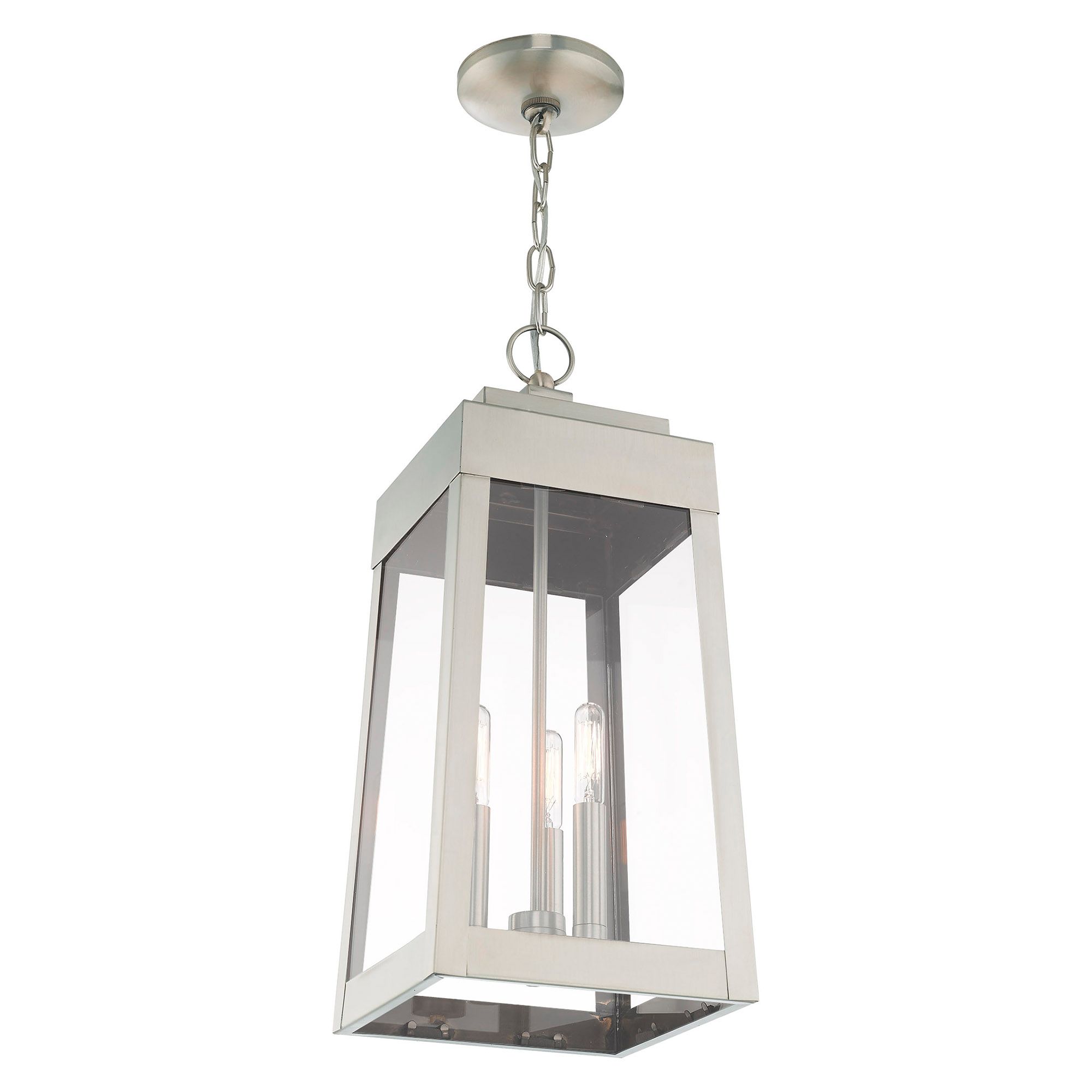 Oslo 3 Light Brushed Nickel Outdoor Pendant Lantern