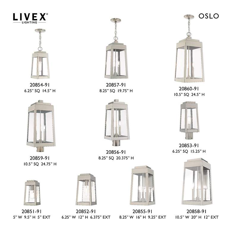 Image 3 Oslo 3 Light Brushed Nickel Outdoor Pendant Lantern more views