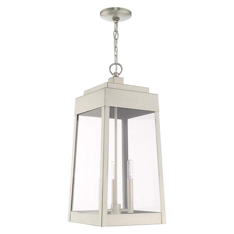 Image 4 Oslo 3 Light Brushed Nickel Outdoor Pendant Lantern more views