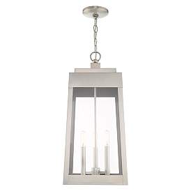 Image5 of Oslo 3 Light Brushed Nickel Outdoor Pendant Lantern more views