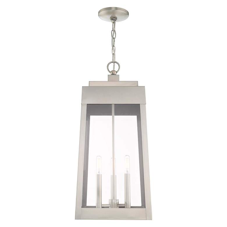 Image 5 Oslo 3 Light Brushed Nickel Outdoor Pendant Lantern more views