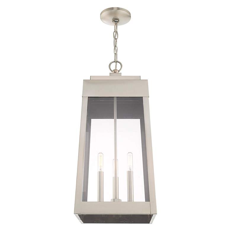 Image 6 Oslo 3 Light Brushed Nickel Outdoor Pendant Lantern more views