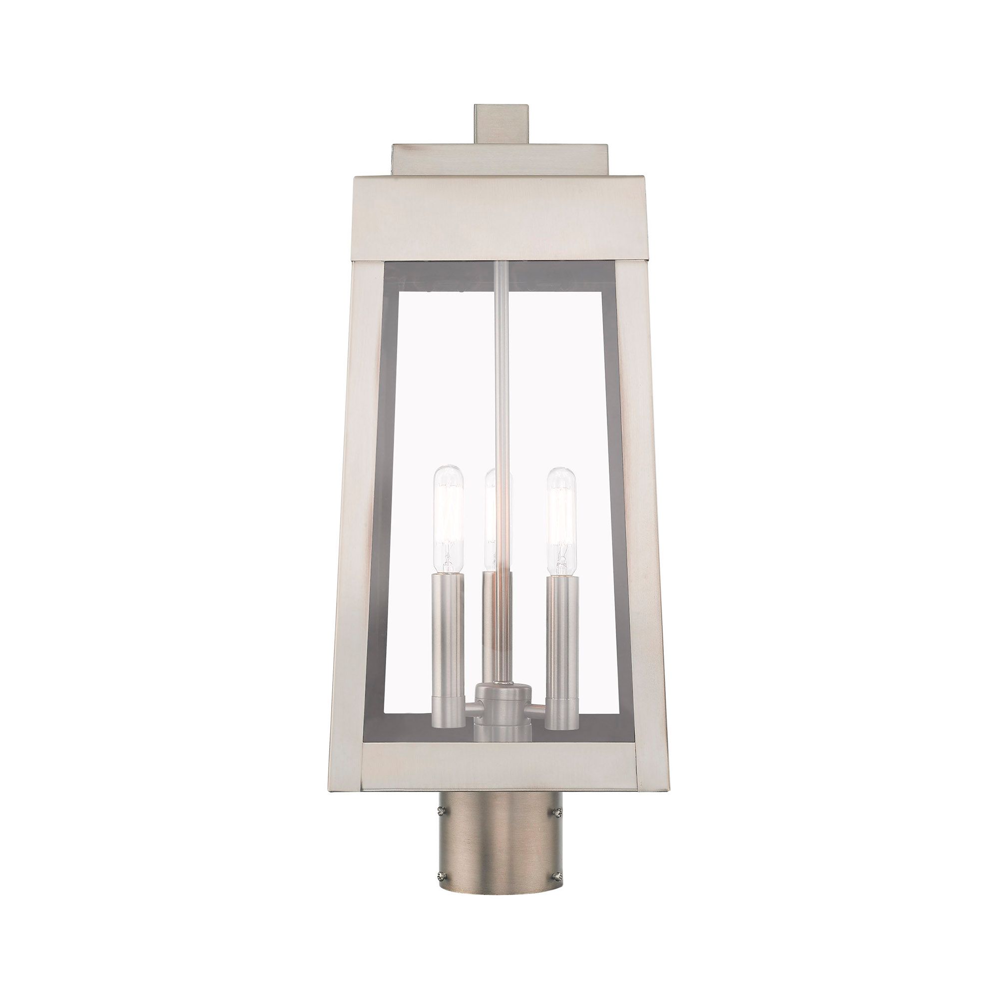 Image 5 Oslo 3 Light Brushed Nickel Outdoor Post Top Lantern more views