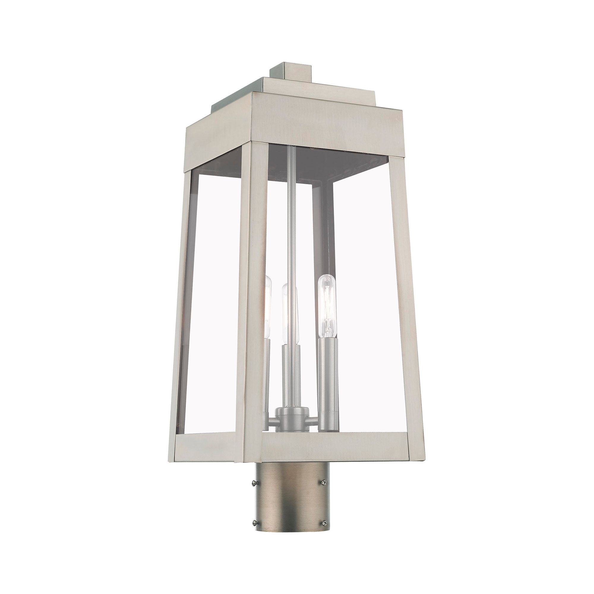 Image 7 Oslo 3 Light Brushed Nickel Outdoor Post Top Lantern more views