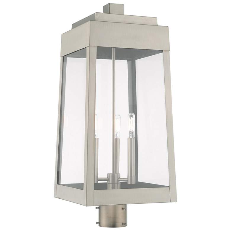 Image 2 Oslo 3 Light Brushed Nickel Outdoor Post Top Lantern