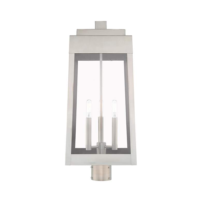 Image 5 Oslo 3 Light Brushed Nickel Outdoor Post Top Lantern more views