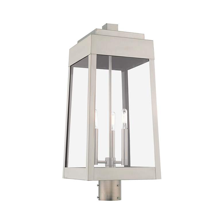 Image 6 Oslo 3 Light Brushed Nickel Outdoor Post Top Lantern more views