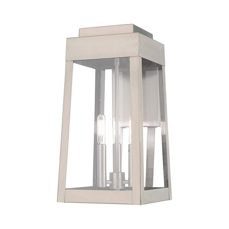 Image 3 Oslo 3 Light Brushed Nickel Outdoor Wall Lantern more views