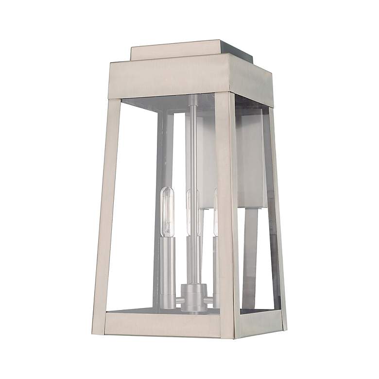 Image 4 Oslo 3 Light Brushed Nickel Outdoor Wall Lantern more views