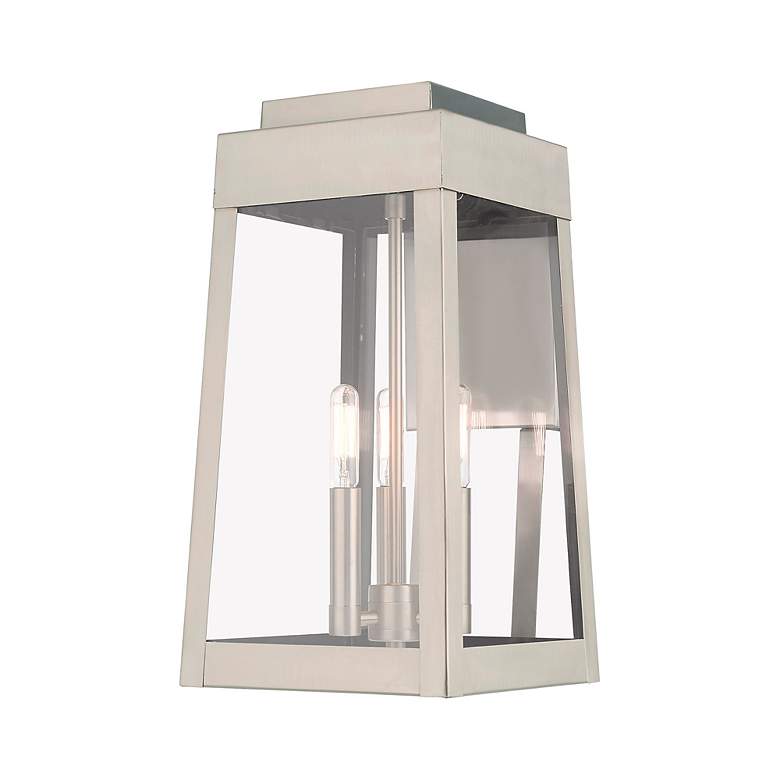 Image 6 Oslo 3 Light Brushed Nickel Outdoor Wall Lantern more views