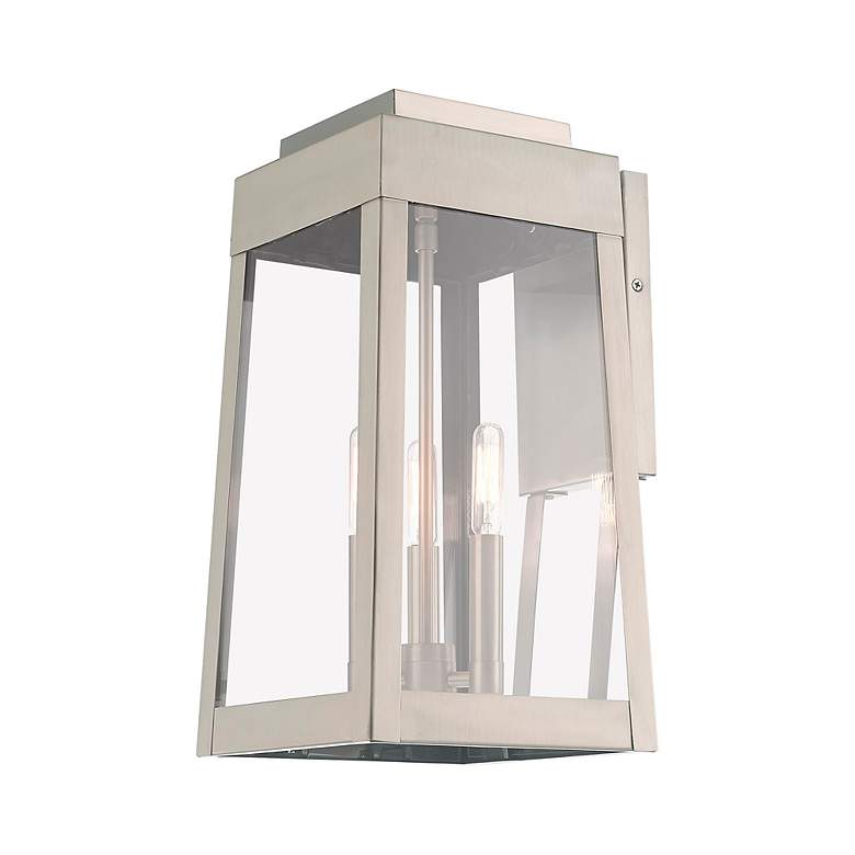 Image 7 Oslo 3 Light Brushed Nickel Outdoor Wall Lantern more views