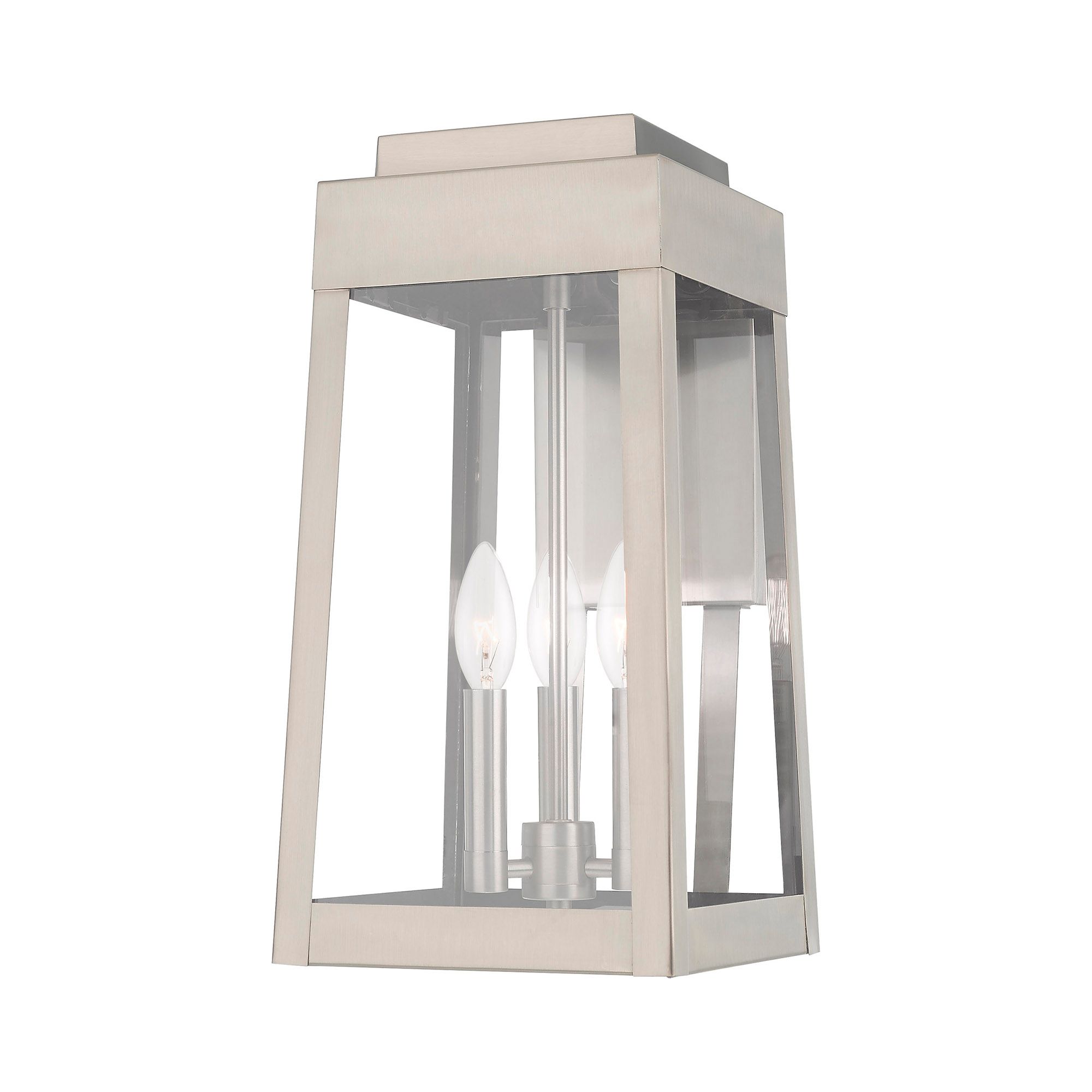 Oslo 3 Light Brushed Nickel Outdoor Wall Lantern