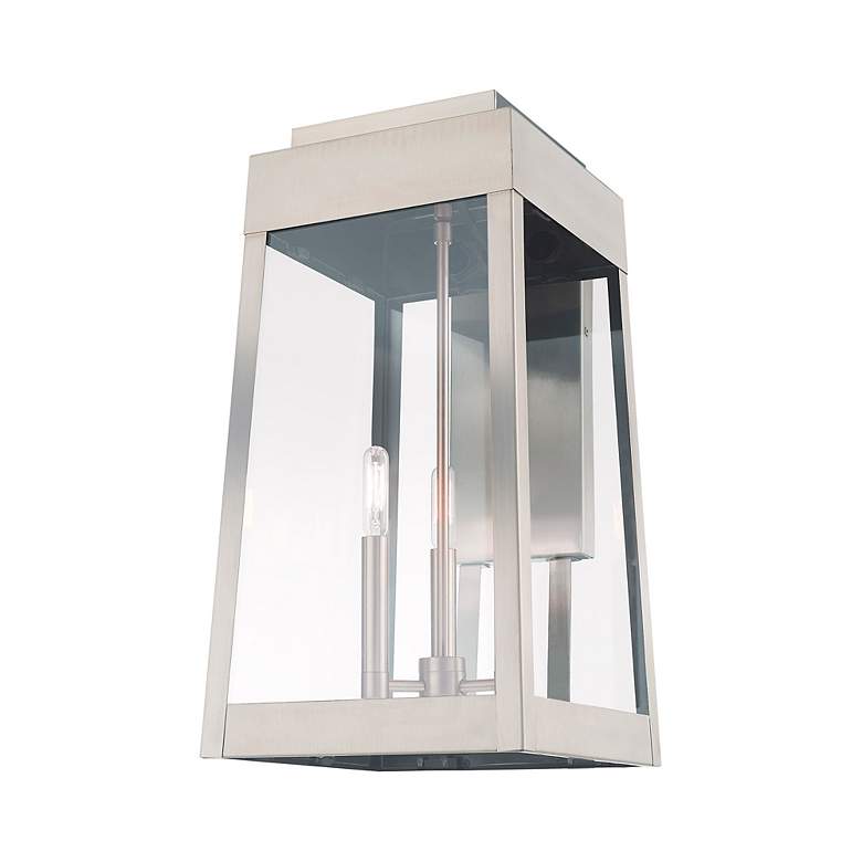 Image 6 Oslo 3 Light Brushed Nickel Outdoor Wall Lantern more views