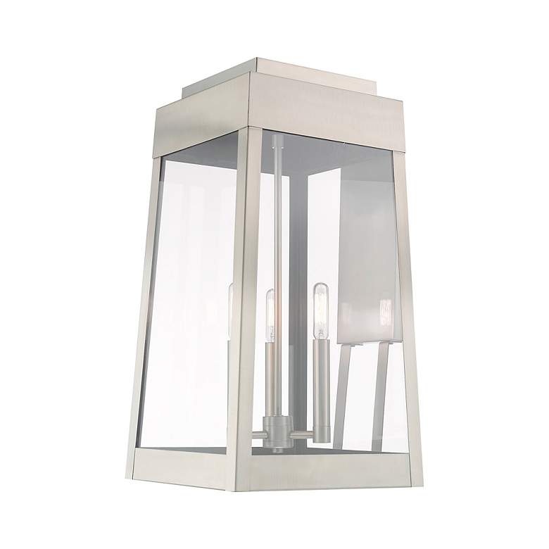 Image 7 Oslo 3 Light Brushed Nickel Outdoor Wall Lantern more views