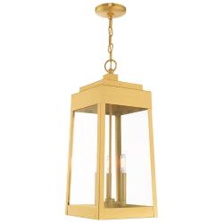 Oslo 3 Light Satin Brass Outdoor Pendant Lantern