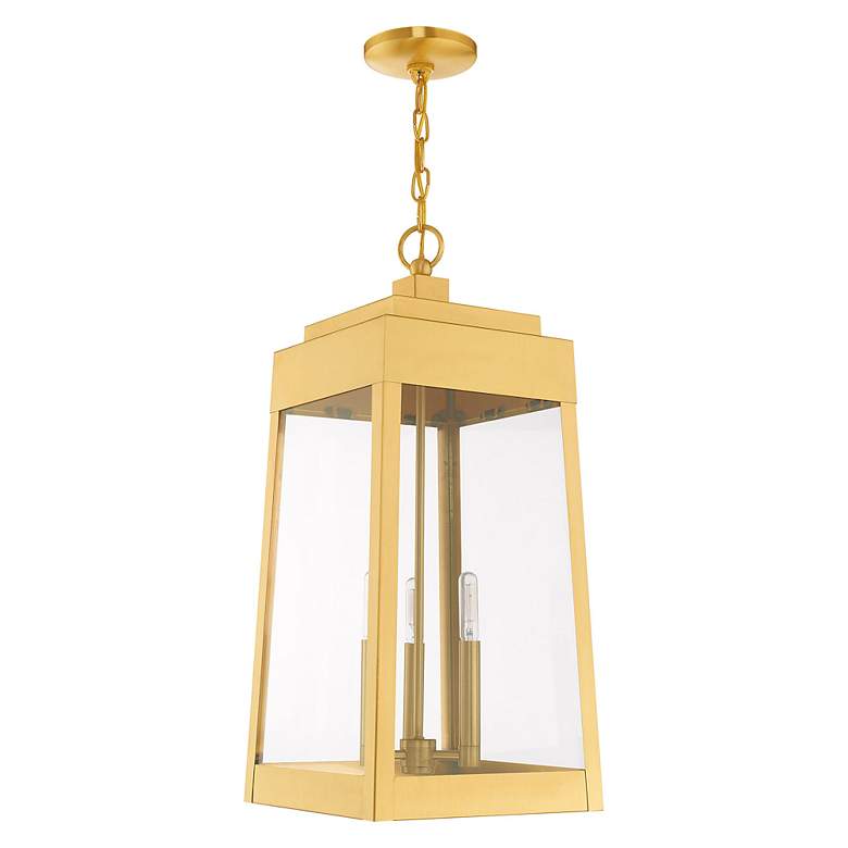 Image 4 Oslo 3 Light Satin Brass Outdoor Pendant Lantern more views