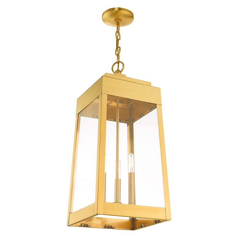 Image 7 Oslo 3 Light Satin Brass Outdoor Pendant Lantern more views