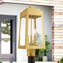 Thumbnail1 of Oslo 3 Light Satin Brass Outdoor Post Top Lantern