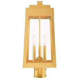 Image5 of Oslo 3 Light Satin Brass Outdoor Post Top Lantern more views