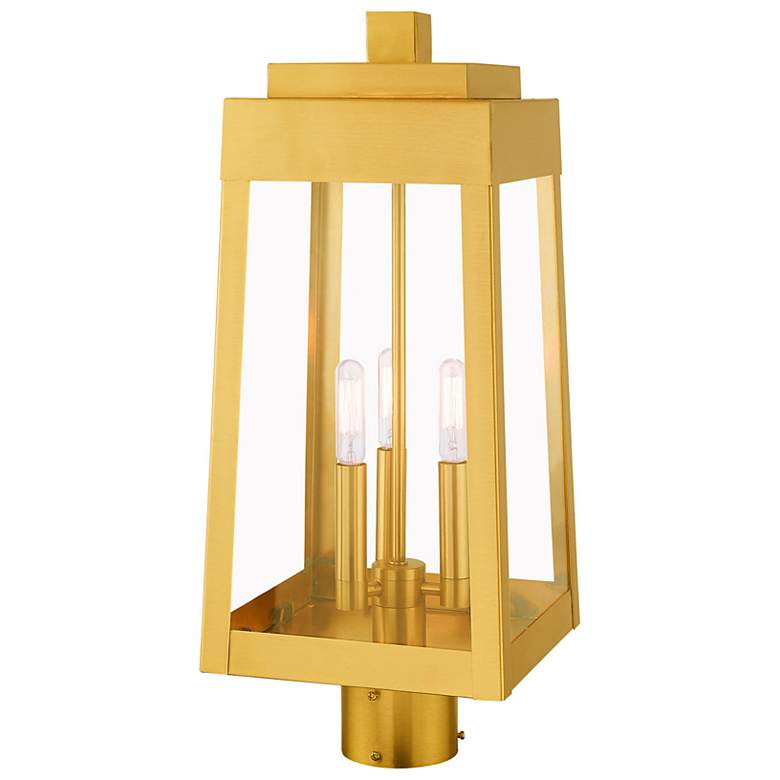 Image 6 Oslo 3 Light Satin Brass Outdoor Post Top Lantern more views