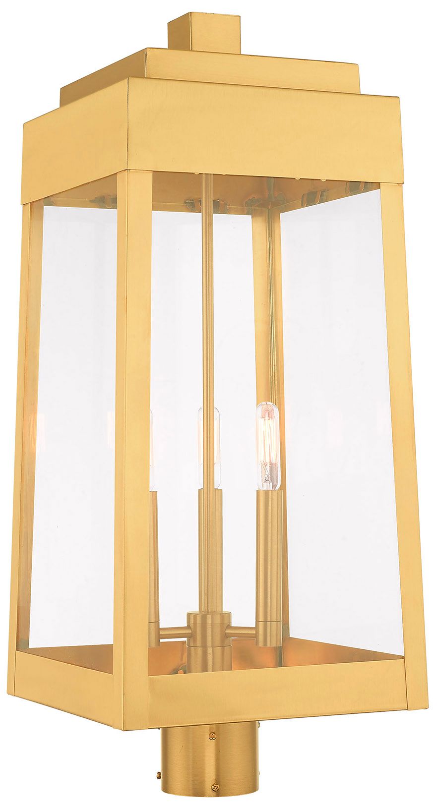Oslo 3 Light Satin Brass Outdoor Post Top Lantern