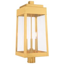Oslo 3 Light Satin Brass Outdoor Post Top Lantern