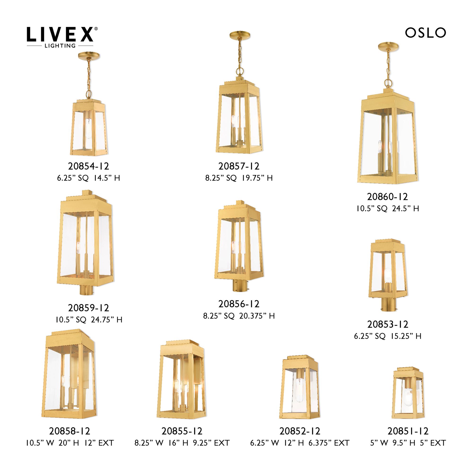Image 3 Oslo 3 Light Satin Brass Outdoor Post Top Lantern more views