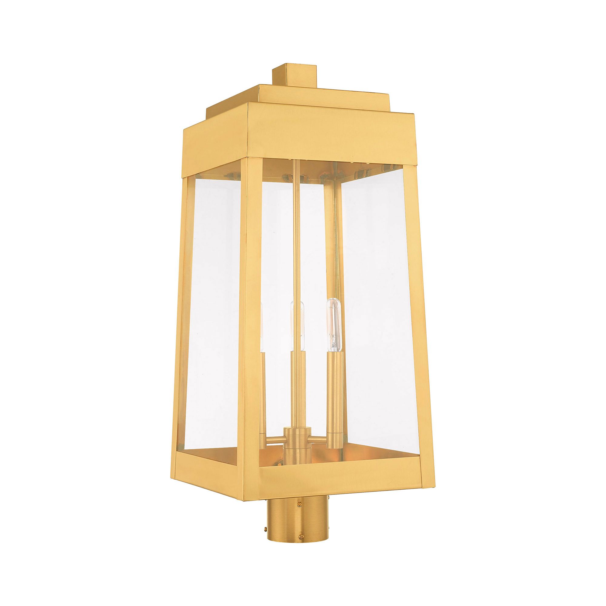 Image 4 Oslo 3 Light Satin Brass Outdoor Post Top Lantern more views