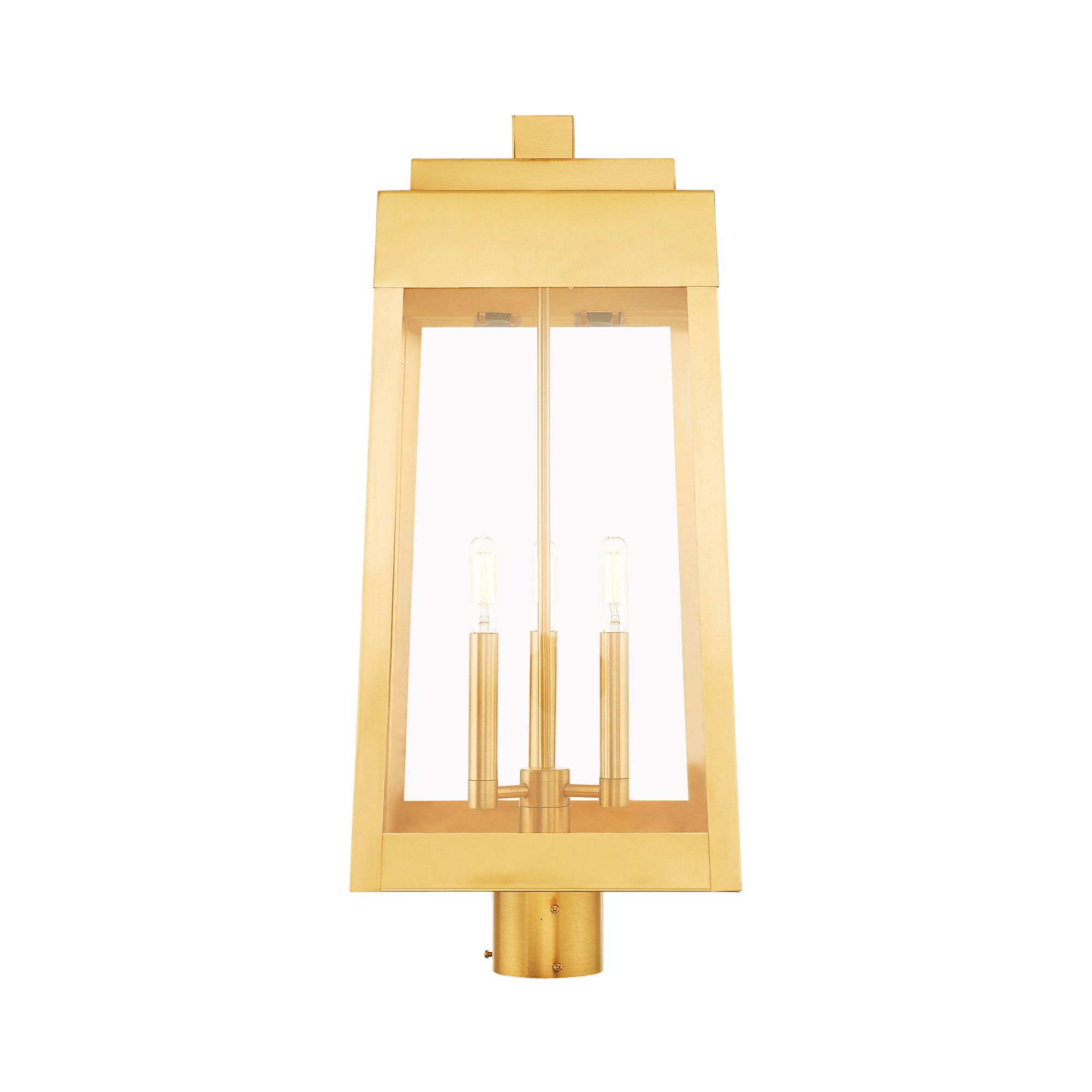 Image 5 Oslo 3 Light Satin Brass Outdoor Post Top Lantern more views
