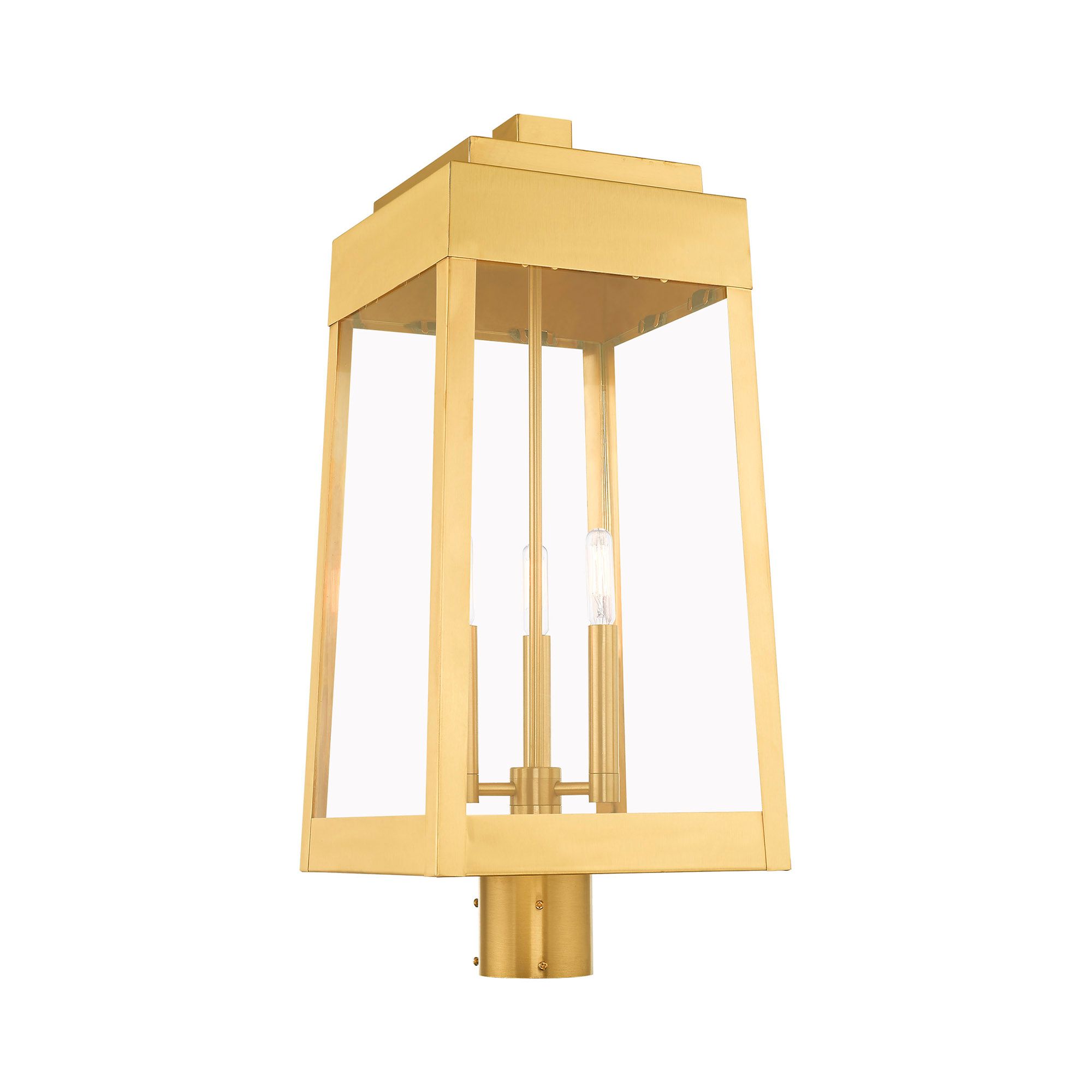 Image 6 Oslo 3 Light Satin Brass Outdoor Post Top Lantern more views