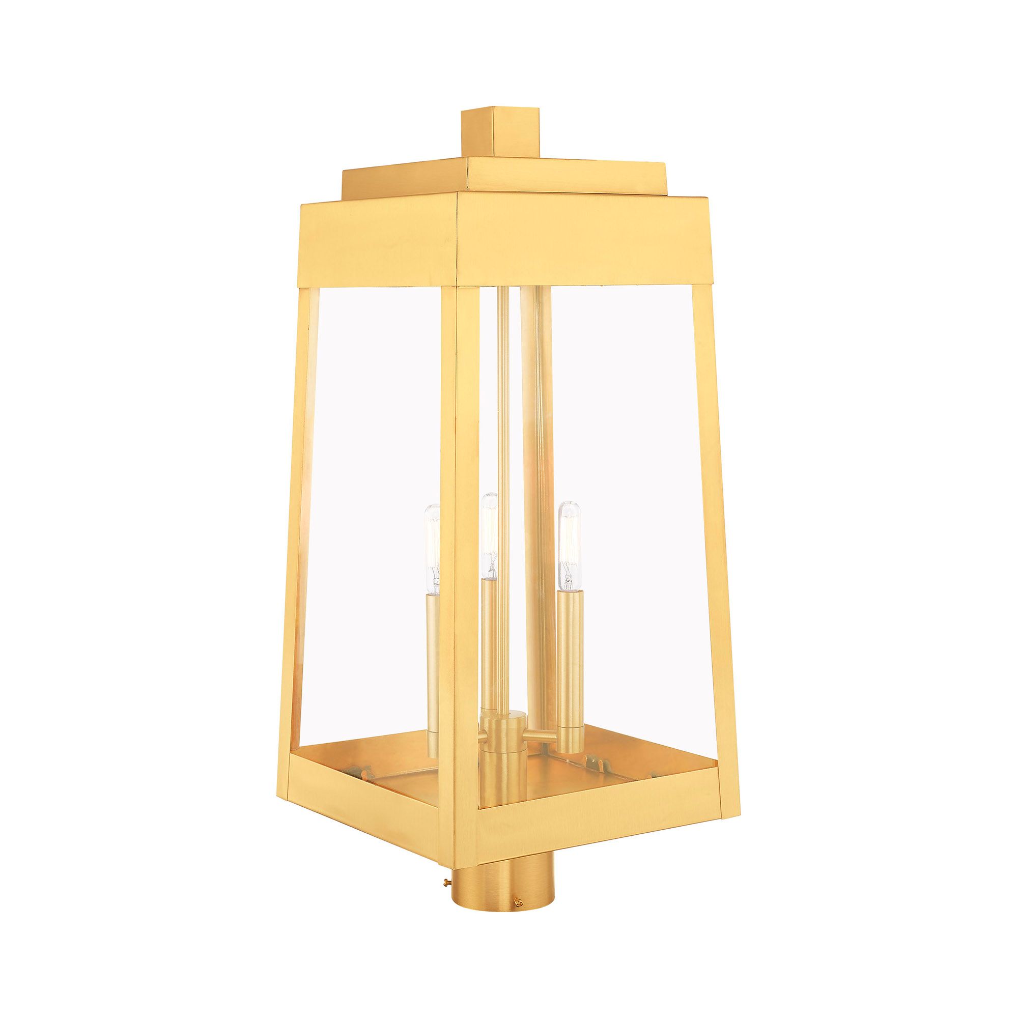 Image 7 Oslo 3 Light Satin Brass Outdoor Post Top Lantern more views