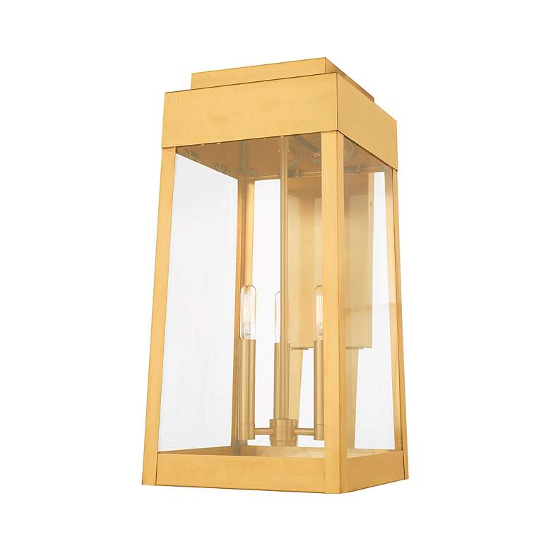 Image 3 Oslo 3 Light Satin Brass Outdoor Wall Lantern more views