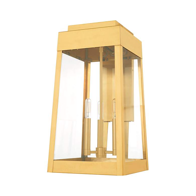 Image 4 Oslo 3 Light Satin Brass Outdoor Wall Lantern more views