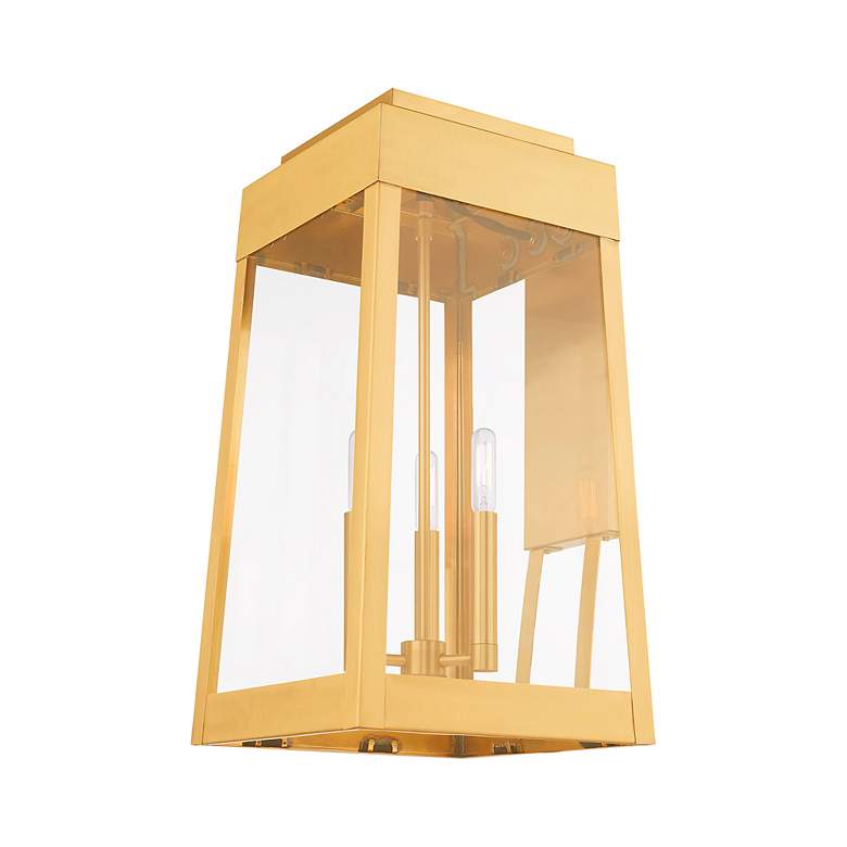 Image 6 Oslo 3 Light Satin Brass Outdoor Wall Lantern more views