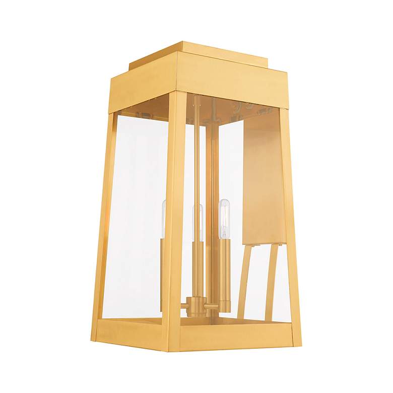Image 7 Oslo 3 Light Satin Brass Outdoor Wall Lantern more views
