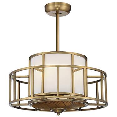 Oslo 4-Light Fan D'Lier in Warm Brass