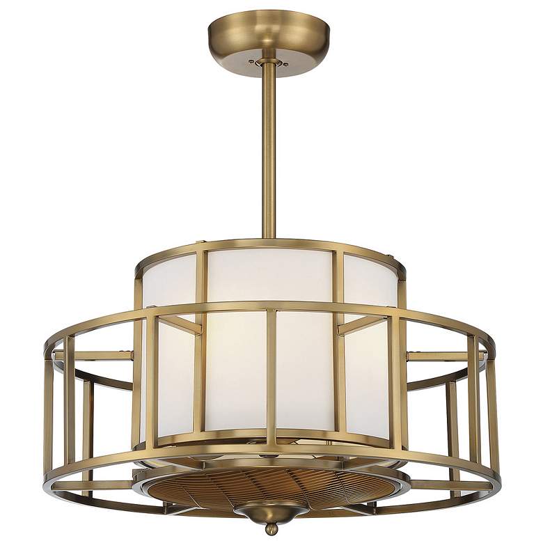 Image 1 Oslo 4-Light Fan D'Lier in Warm Brass