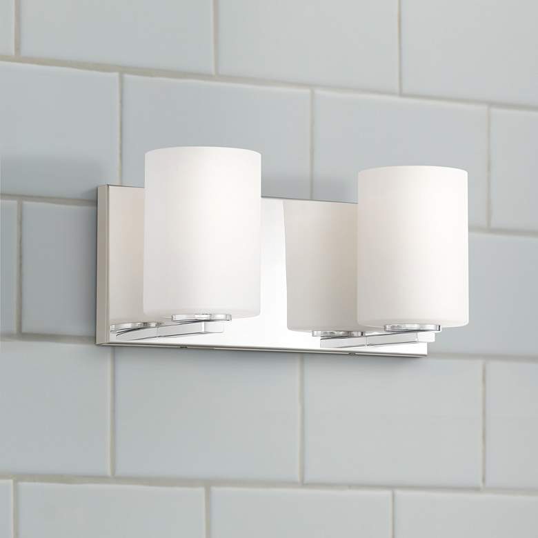 Image 1 Oslo 6 1/4" High Chrome Metal 2-Light LED Wall Sconce