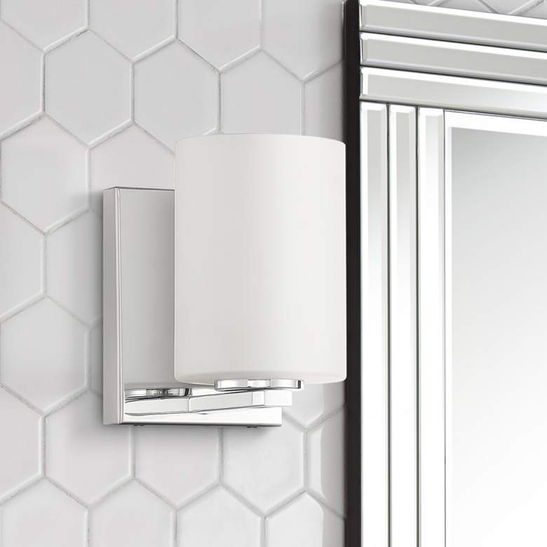 Image 1 Oslo 6 1/4" High Chrome Metal LED Wall Sconce