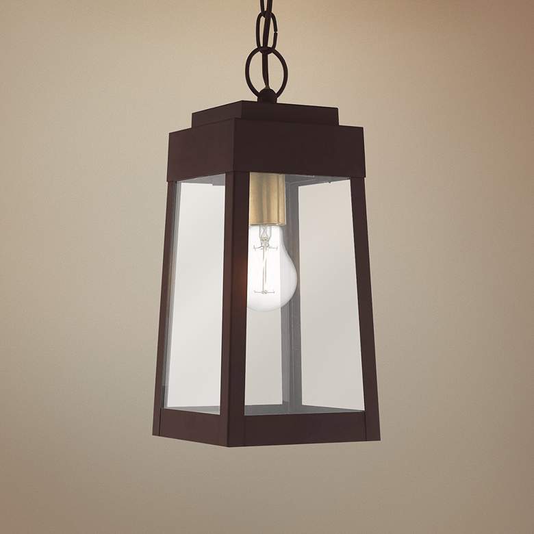 Image 1 Oslo 6 1/4" Wide Bronze Outdoor Lantern Mini Pendant Light